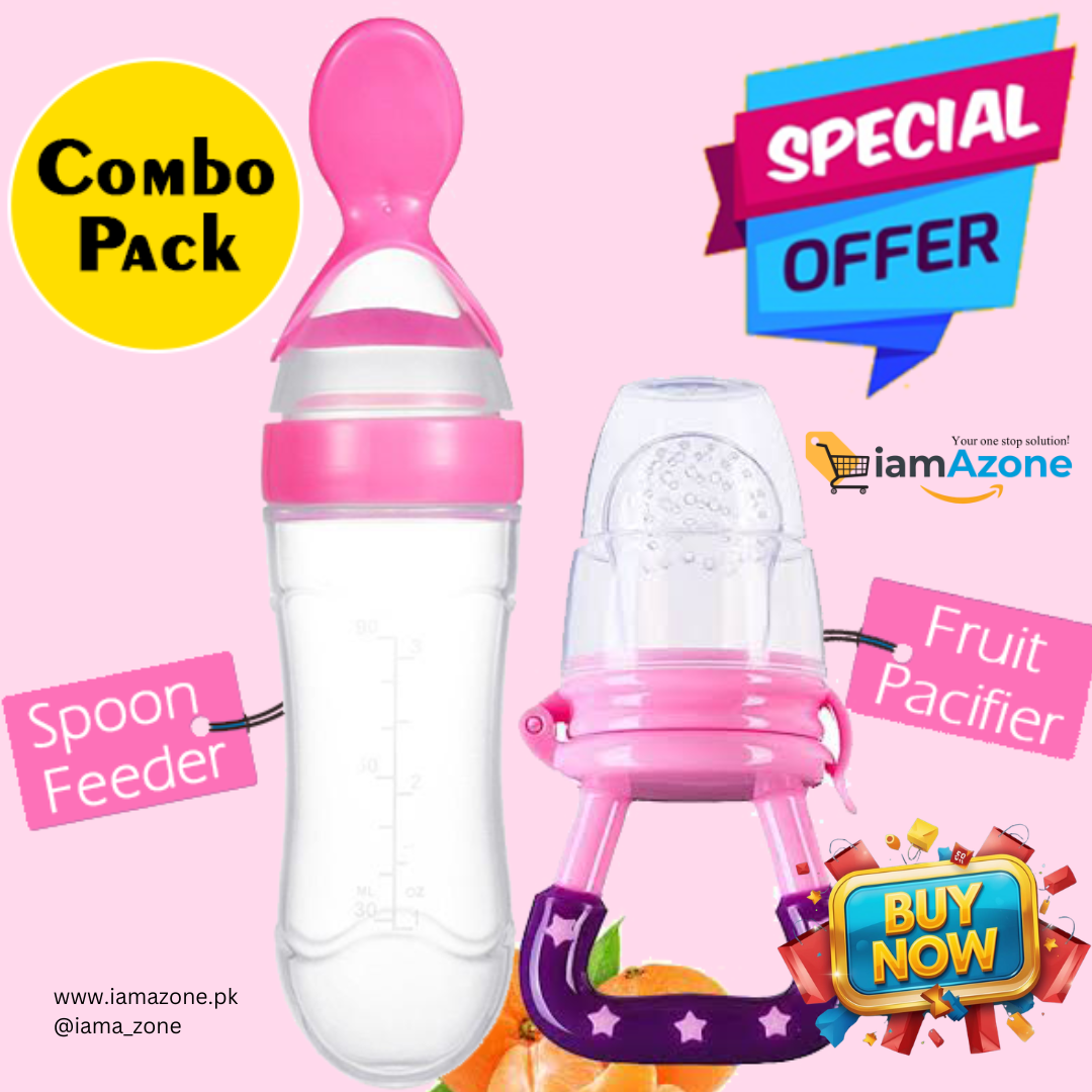 🍼✨ Combo Pack of 2: 1 Fruit Pacifier & 1 Spoon Feeder